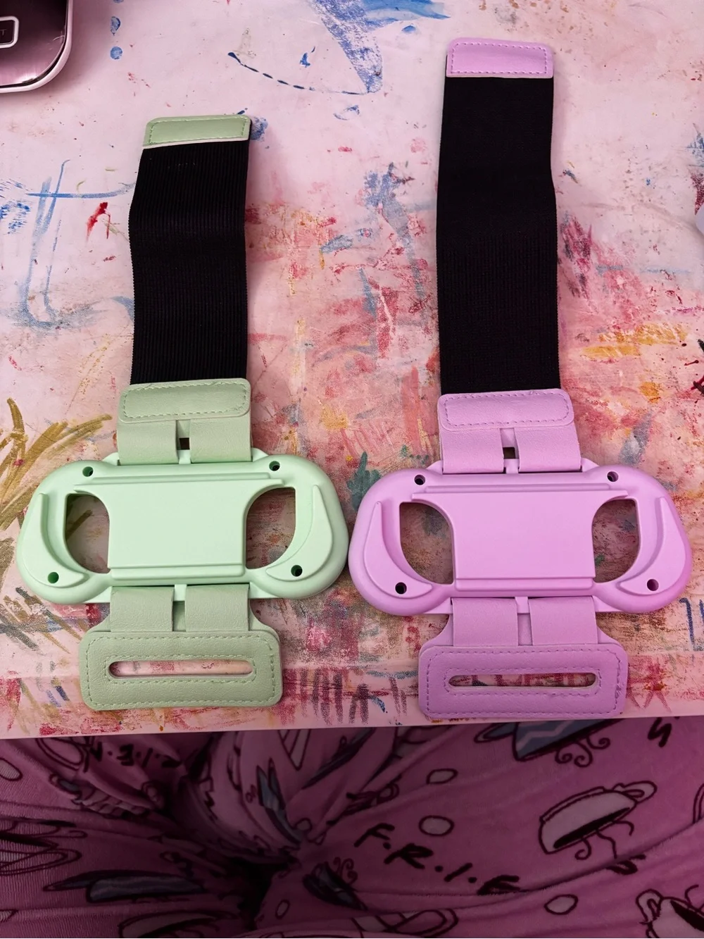 Set of Mint Green and Lavender Nintendo Switch Joy Con Armband Holders